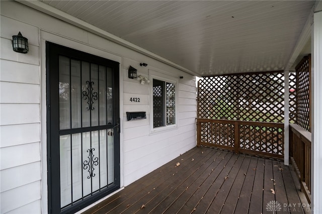 deck featuring covered porch