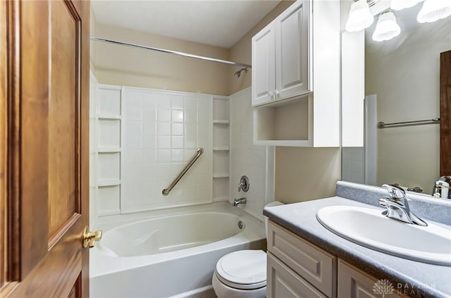 full bathroom featuring toilet, vanity, and shower / bath combination