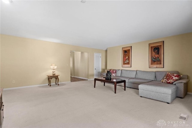 living room with carpet floors