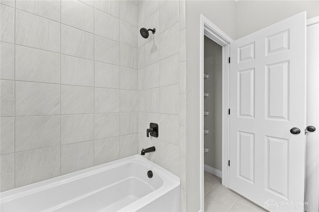 full bath with shower / bath combination and tile patterned floors