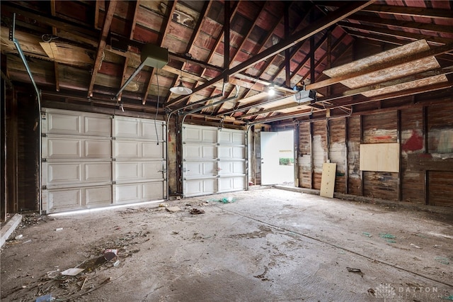 garage with a garage door opener