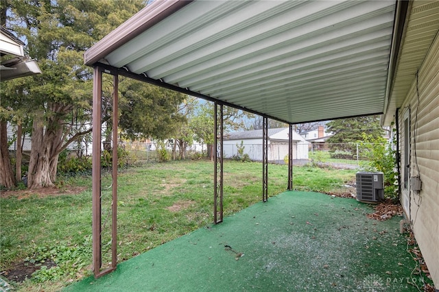 view of patio / terrace with central air condition unit