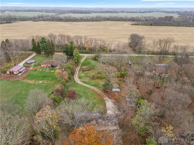 drone / aerial view with a rural view