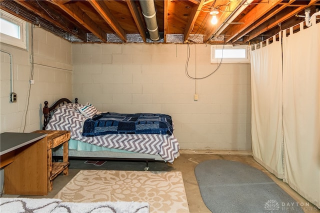 basement with plenty of natural light