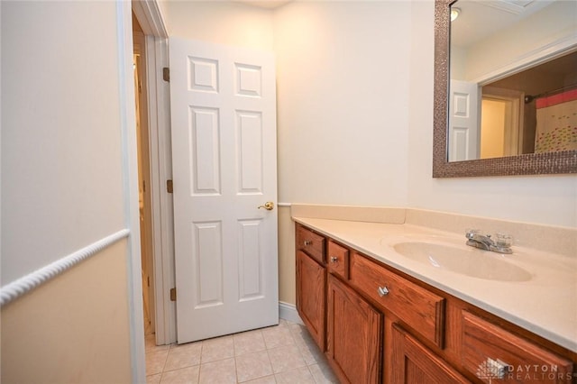 bathroom featuring vanity and tile patterned floors