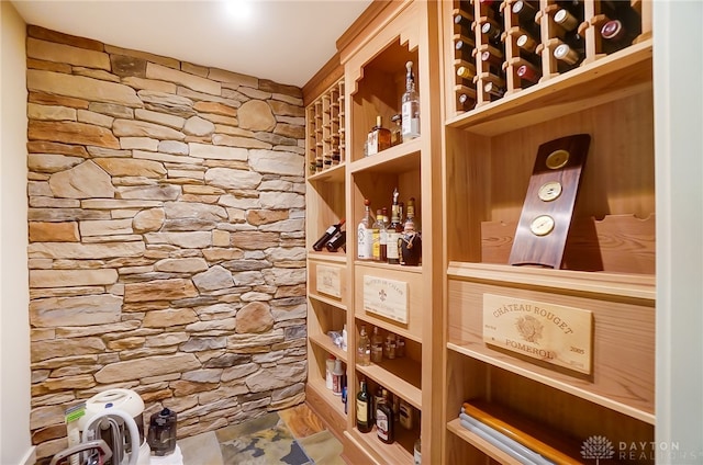 wine cellar with hardwood / wood-style flooring