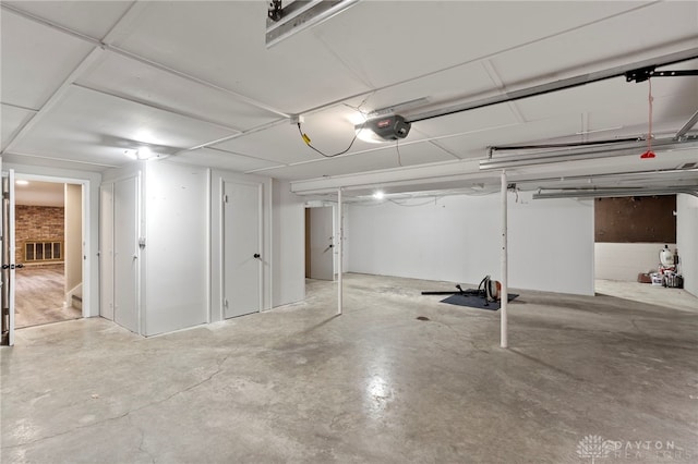 garage with a garage door opener