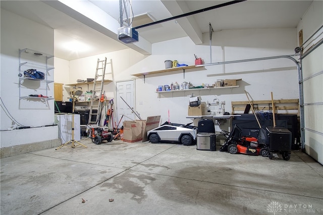 garage with a garage door opener