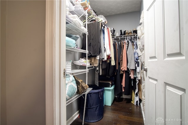 walk in closet featuring dark hardwood / wood-style floors