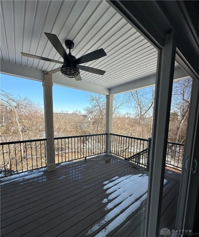 deck featuring ceiling fan