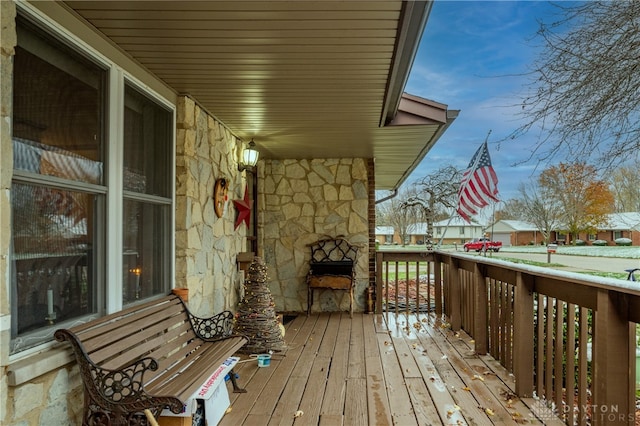 deck featuring a porch