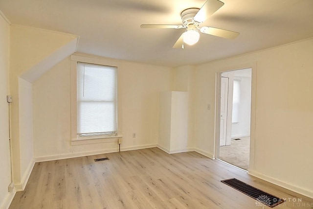 interior space featuring ceiling fan and light hardwood / wood-style flooring