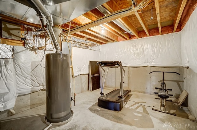 basement featuring water heater