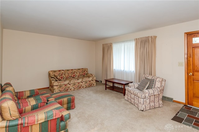 living room with carpet