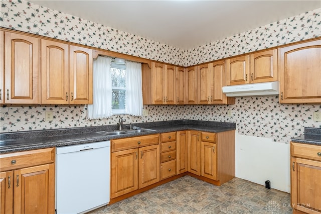 kitchen with dishwasher, backsplash, and sink