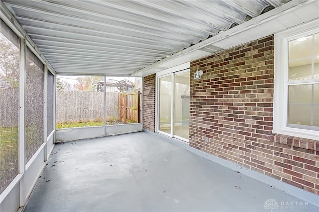 view of unfurnished sunroom