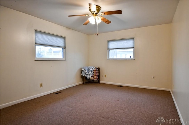 5331 Birchbend Ct, Dayton, OH 45415 - empty room with carpet floors, ceiling fan, visible vents, and baseboards