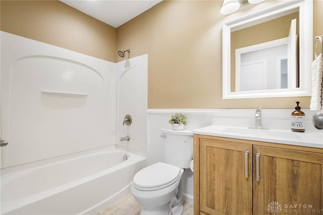 full bathroom featuring vanity, toilet, and shower / bath combination