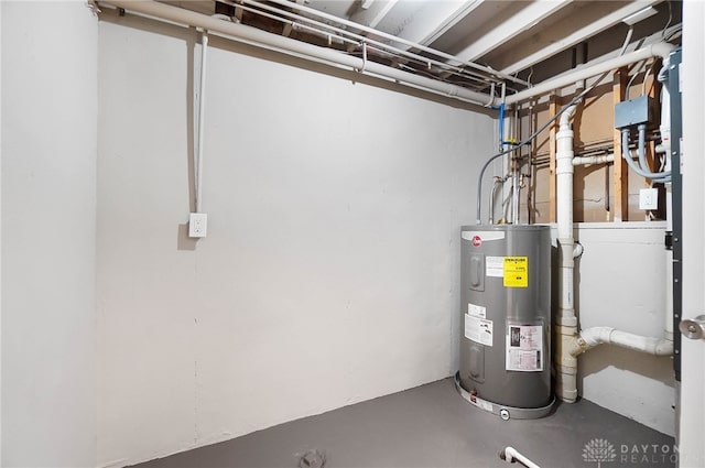 utility room featuring water heater