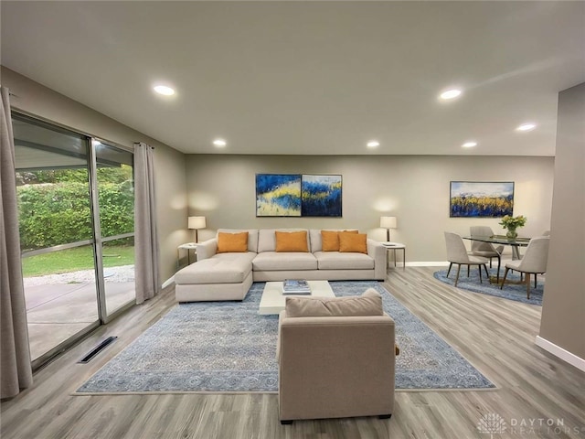 living room featuring hardwood / wood-style floors