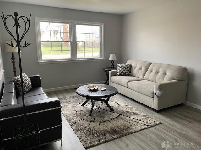 living room with hardwood / wood-style floors