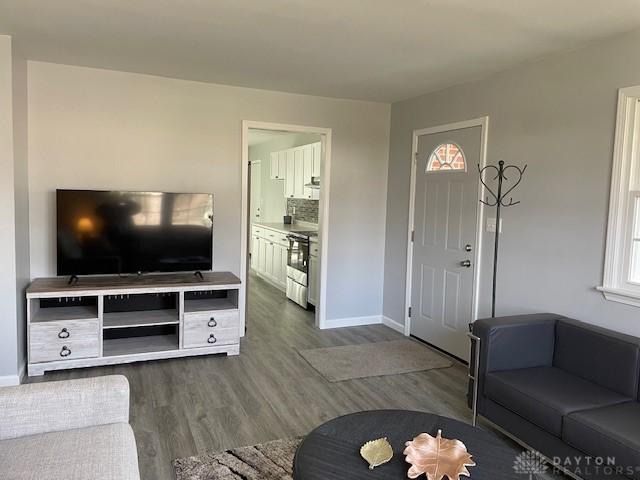 living room with hardwood / wood-style floors