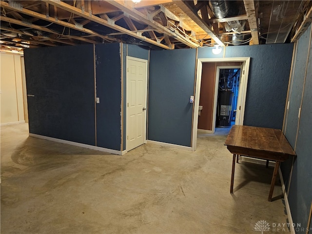 basement featuring water heater