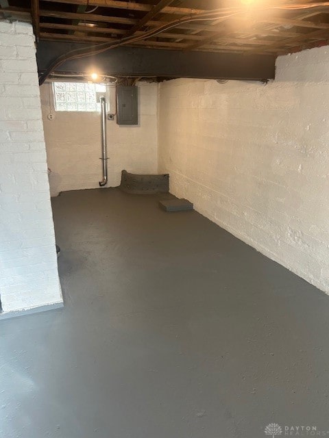 basement with electric panel