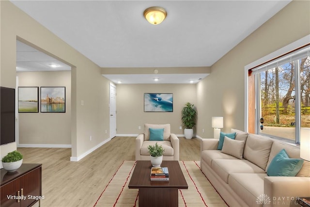 living room featuring light wood-type flooring