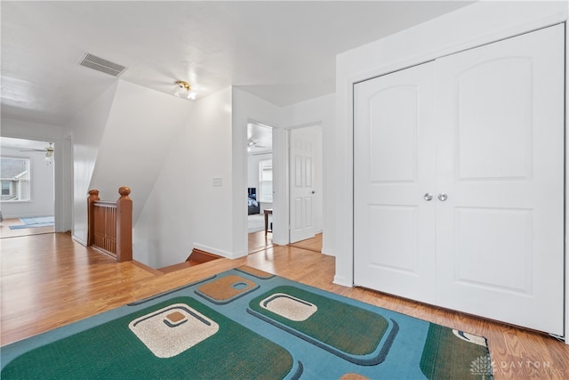 interior space with a closet and wood-type flooring