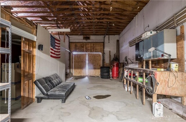 interior space featuring concrete floors