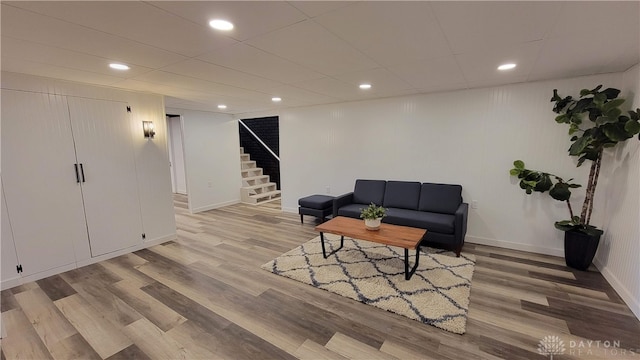 living room with light wood-type flooring