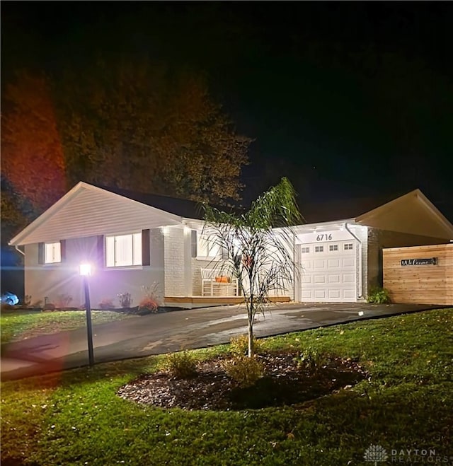 exterior space with a garage