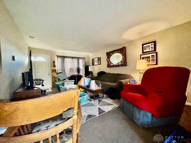 living room featuring carpet