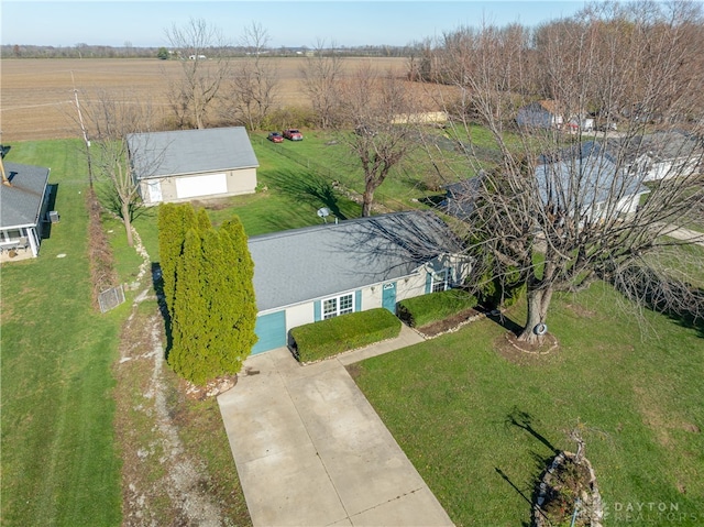 aerial view with a rural view