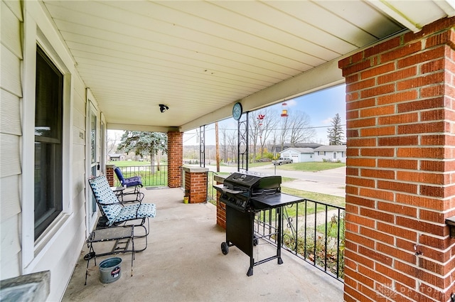 view of patio with a porch and grilling area