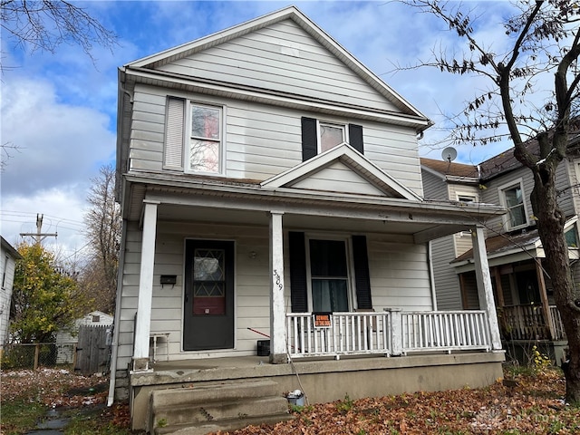 front facade with a porch