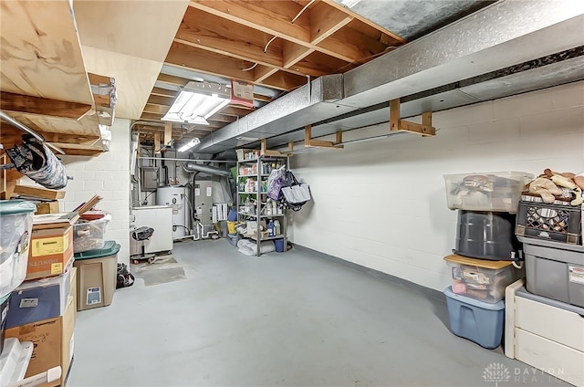 basement with gas water heater