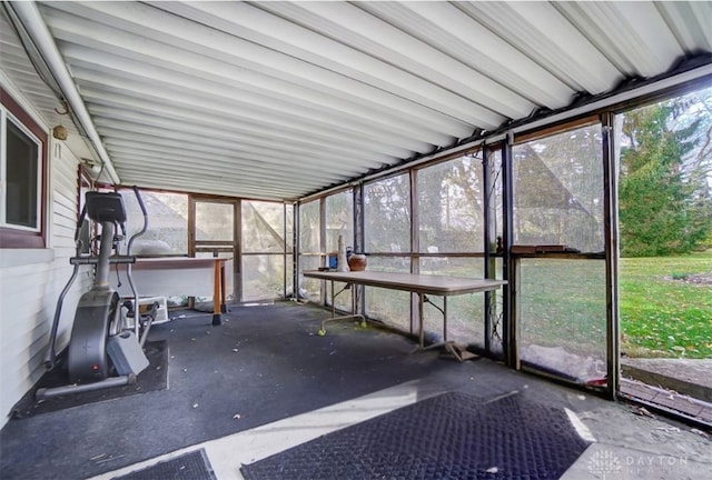 view of unfurnished sunroom