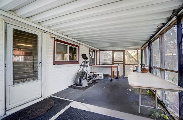 view of unfurnished sunroom