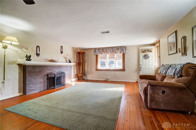 living room with wood-type flooring