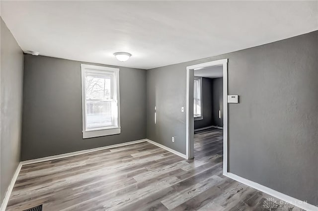 spare room featuring wood-type flooring