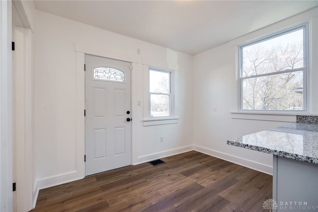 entrance foyer featuring dark hardwood / wood-style floors