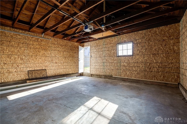 garage with a garage door opener