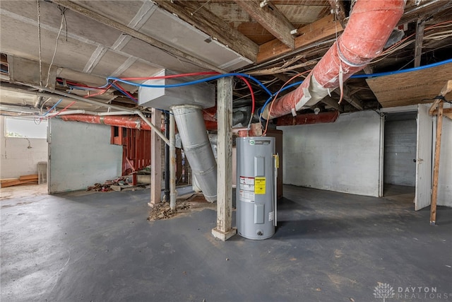 basement with electric water heater