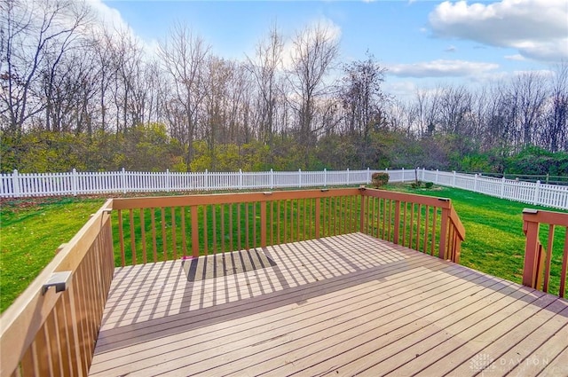 wooden deck featuring a yard