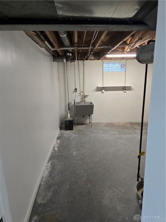 basement with sink