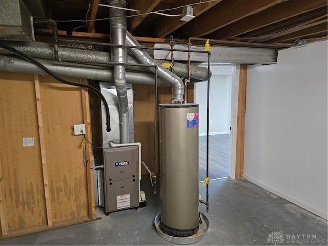 utilities featuring gas water heater and heating unit