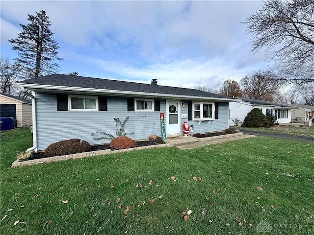 ranch-style home with a front yard