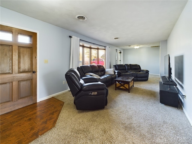 living room featuring carpet flooring